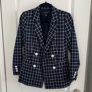Halogen Navy and White Checkered Blazer